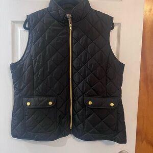 Black Quilted Vest with Gold Accents
